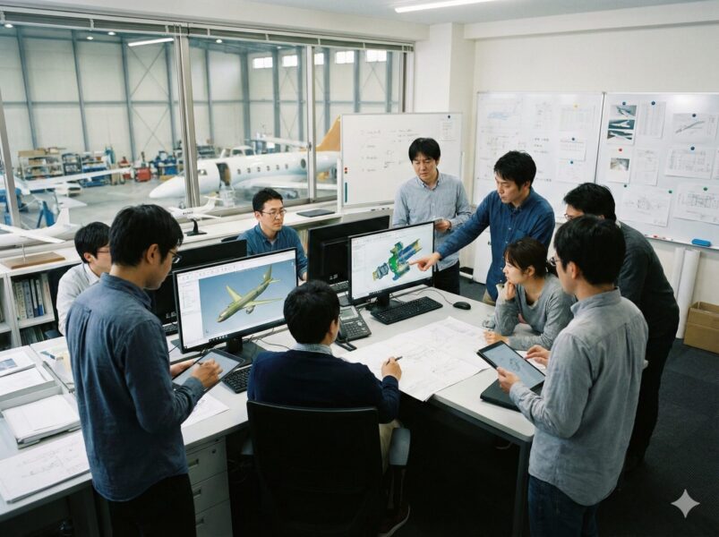 航空機用電装部品の艤装設計